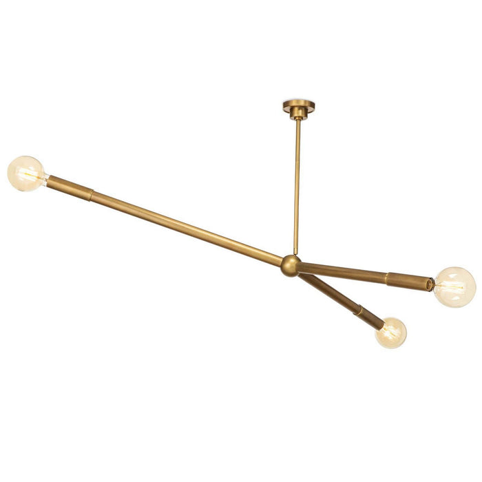 Regina Andrew 16-1337NB Three Light Chandelier, Natural Brass