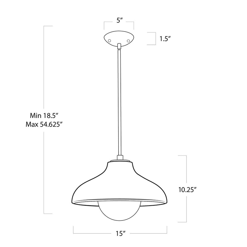 Regina Andrew 16-1349EB One Light Pendant, Ebony