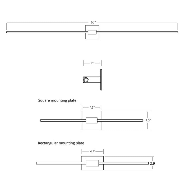 Koncept ZBW-60-4-CM-SW-BNI LED Wall Sconce, Matte White