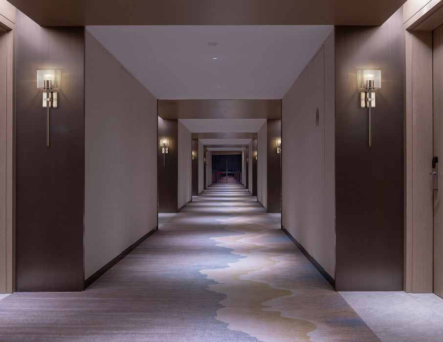 Justice Designs FSN-4391-SEED-BRSS One Light Wall Sconce, Brushed Brass