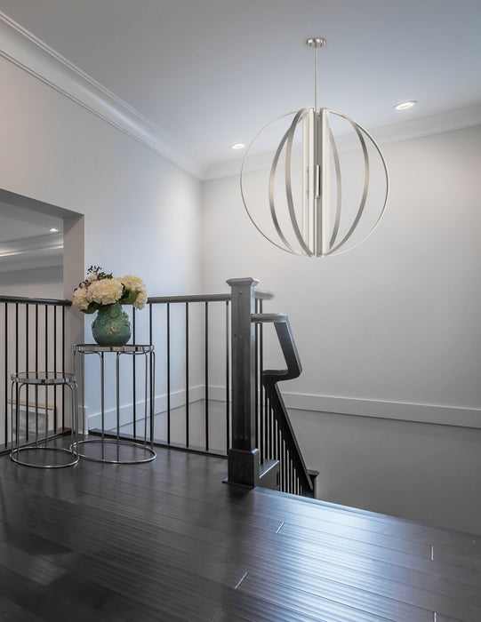 Justice Designs NSH-4304-NCKL LED Chandelier, Brushed Nickel