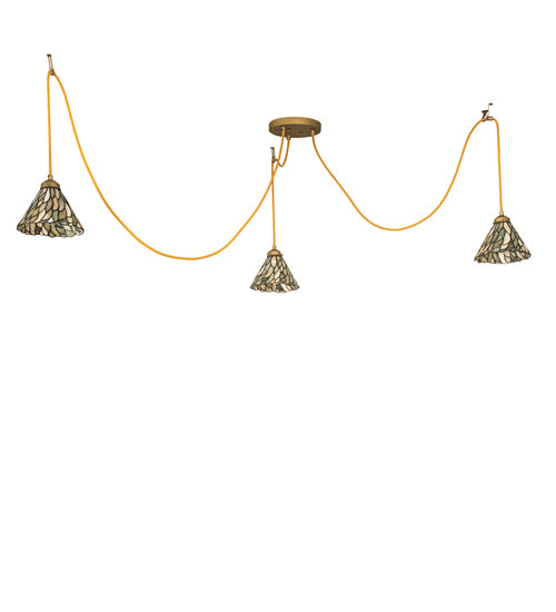 Meyda Tiffany 237610 Three Light Pendant, Matte Buttered Brass