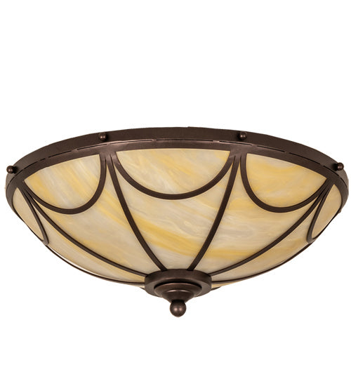 Meyda Tiffany 239068 Three Light Flushmount, Mahogany Bronze