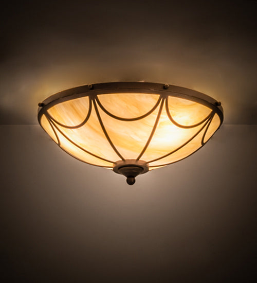 Meyda Tiffany 239068 Three Light Flushmount, Mahogany Bronze