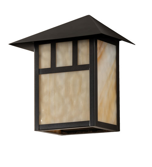 Meyda Tiffany 240393 One Light Wall Sconce, Craftsman Brown On Brass