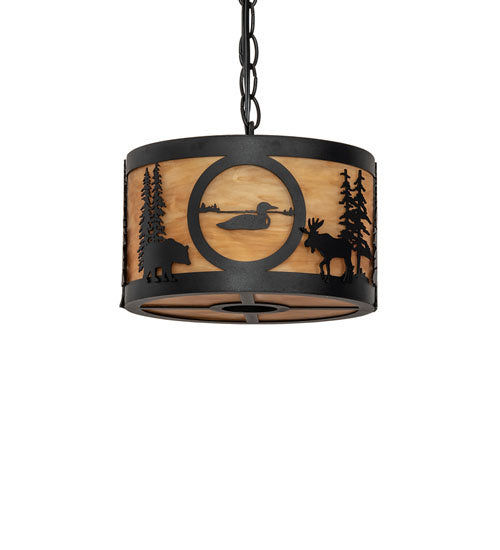Meyda Tiffany 240924 Two Light Pendant, Textured Black