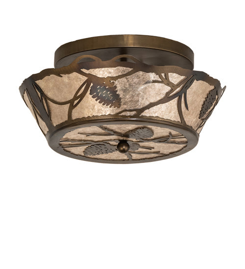 Meyda Tiffany 242030 Two Light Flushmount, Lt Burnished Antique Copper