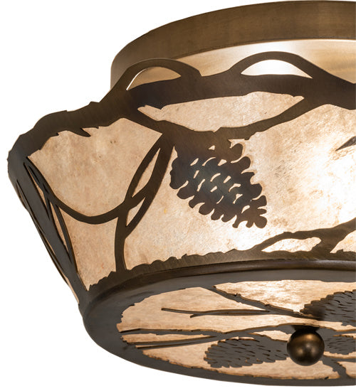 Meyda Tiffany 242030 Two Light Flushmount, Lt Burnished Antique Copper