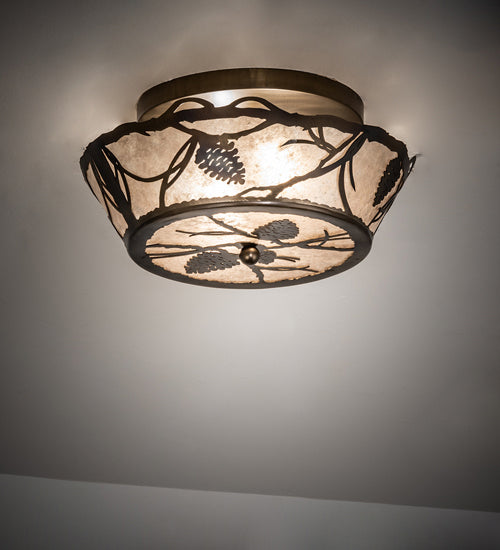 Meyda Tiffany 242030 Two Light Flushmount, Lt Burnished Antique Copper