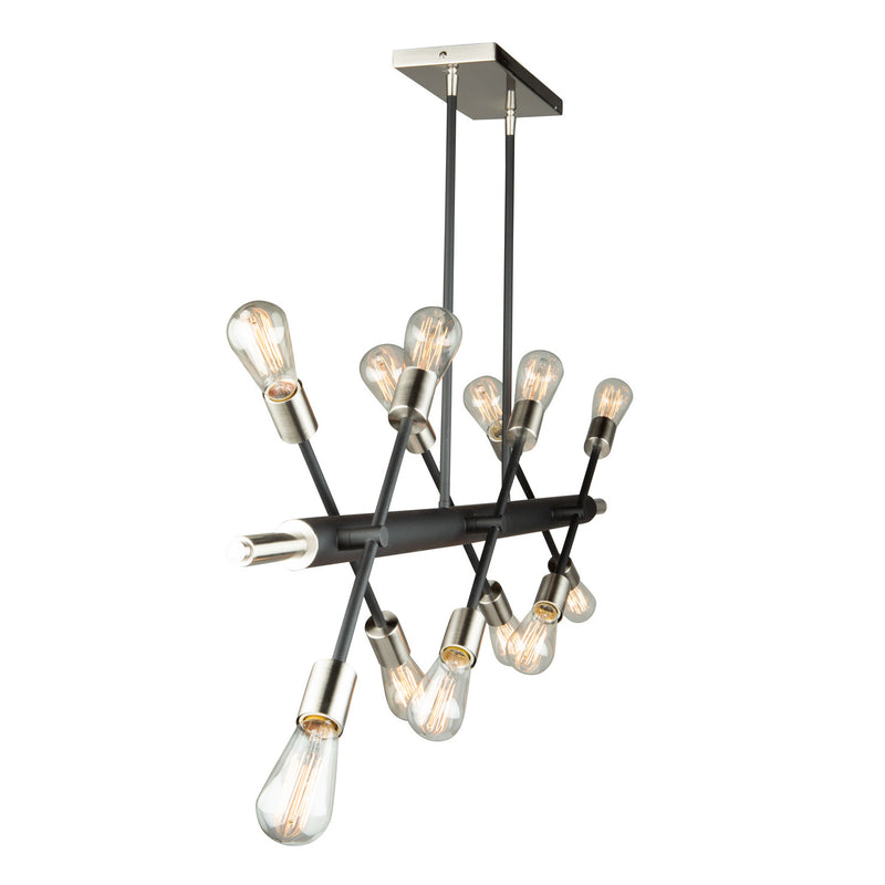 Artcraft AC11257NB 12 Light Island Pendant, Matte Black and Brushed Nickle