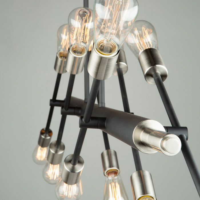 Artcraft AC11257NB 12 Light Island Pendant, Matte Black and Brushed Nickle