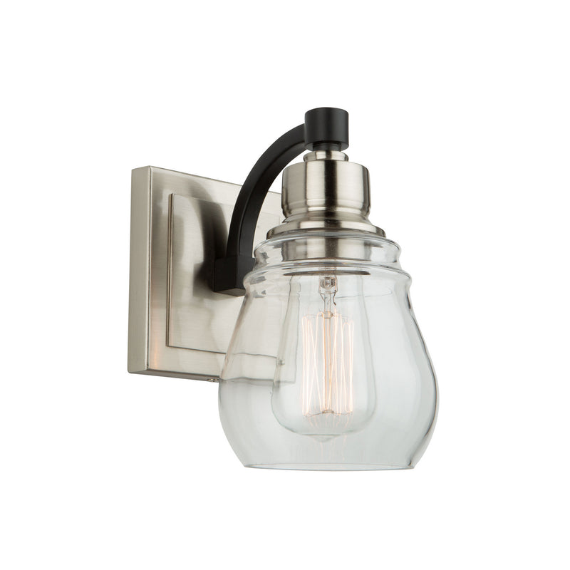 Artcraft AC11681NB One Light Vanity, Black and Brushed Nickel