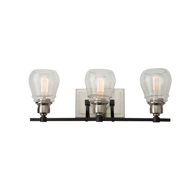 Artcraft AC11683NB Three Light Vanity, Black and Brushed Nickel