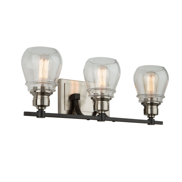 Artcraft AC11683NB Three Light Vanity, Black and Brushed Nickel