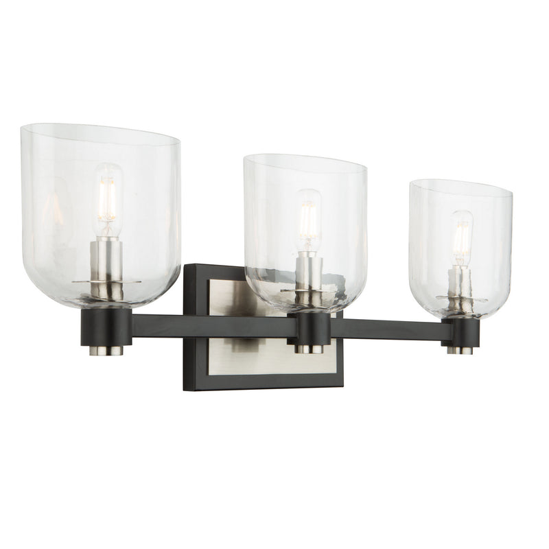Artcraft AC11693NB Three Light Vanity, Black and Brushed Nickel