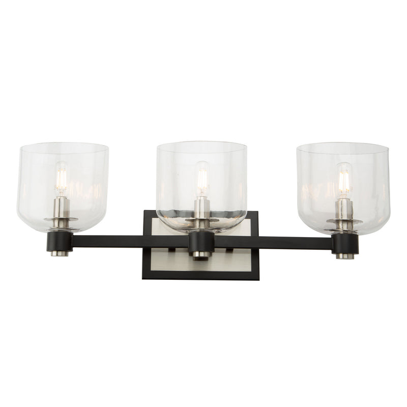 Artcraft AC11693NB Three Light Vanity, Black and Brushed Nickel