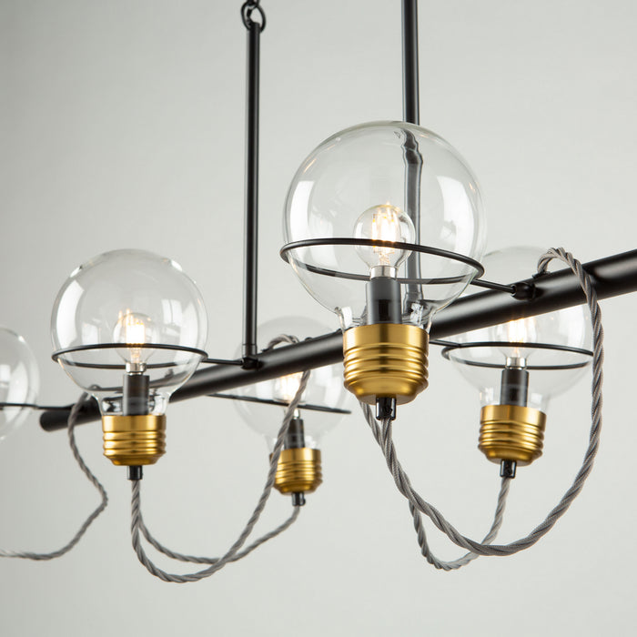 Artcraft AC11726BK Six Light Island Pendant, Black and Brushed Brass