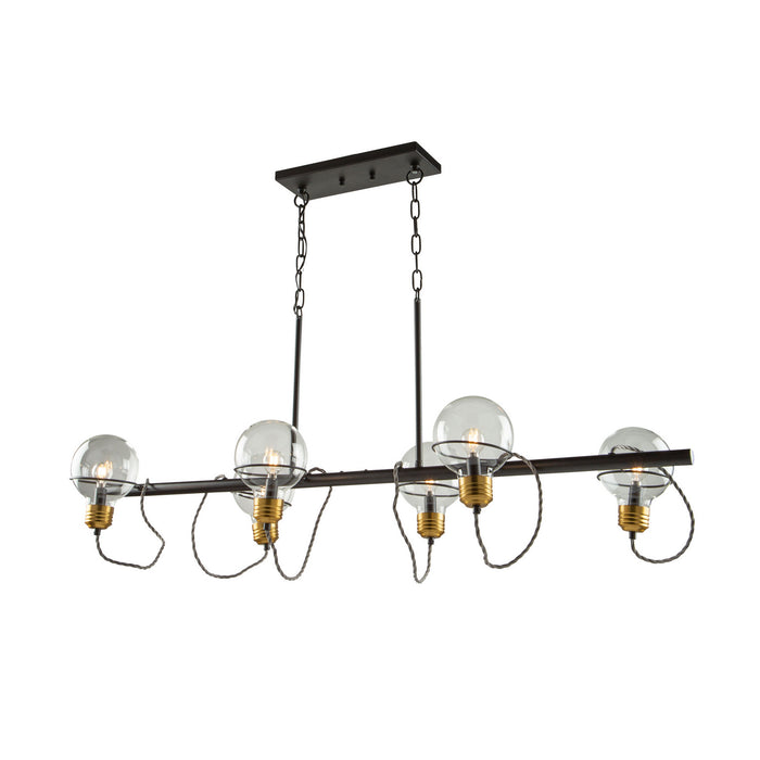 Artcraft AC11726BK Six Light Island Pendant, Black and Brushed Brass