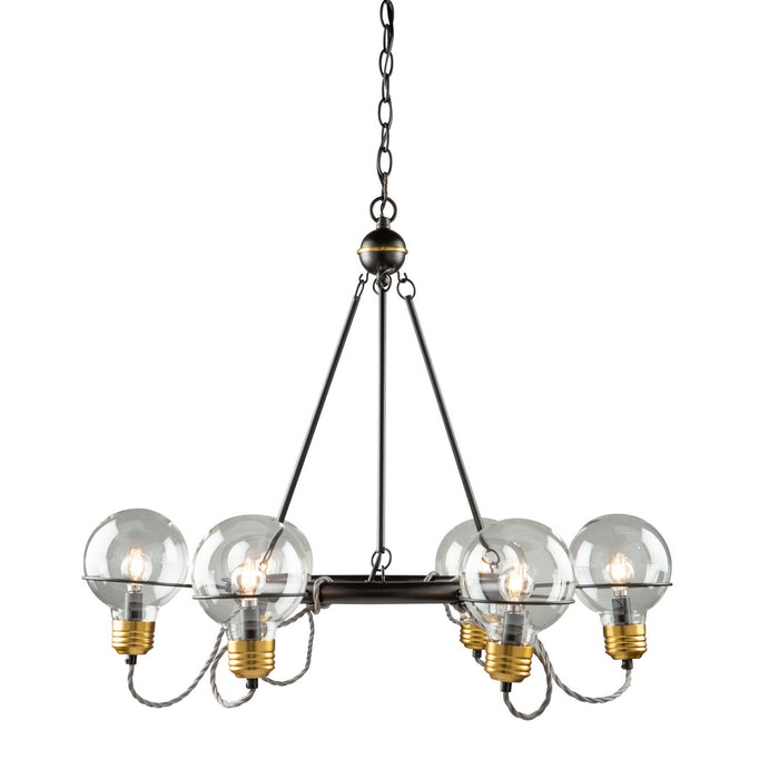 Artcraft AC11727BK Six Light Chandelier, Black and Brushed Brass