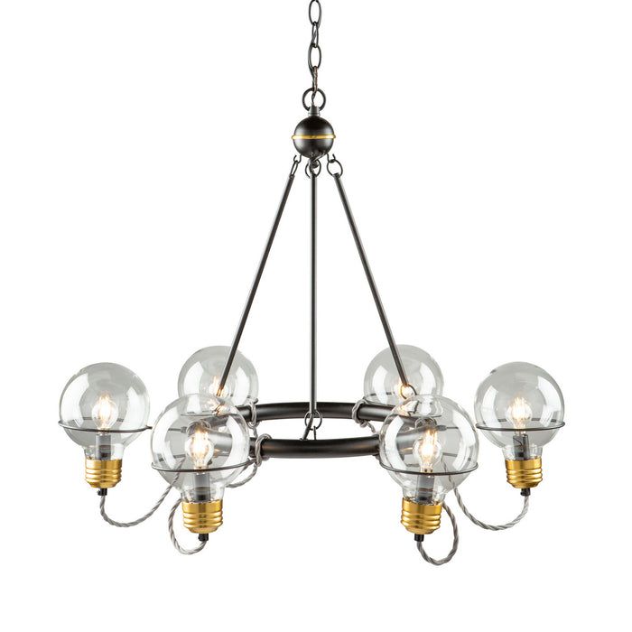 Artcraft AC11727BK Six Light Chandelier, Black and Brushed Brass