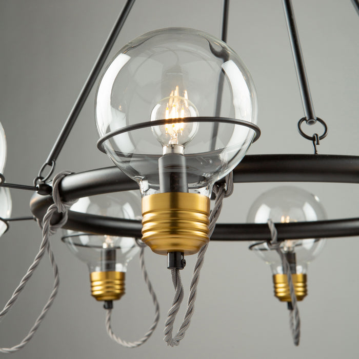 Artcraft AC11728BK Eight Light Chandelier, Black and Brushed Brass