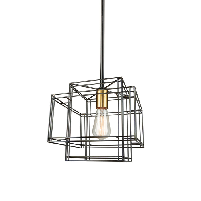 Artcraft AC11731BK One Light Pendant, Black and Brushed Brass