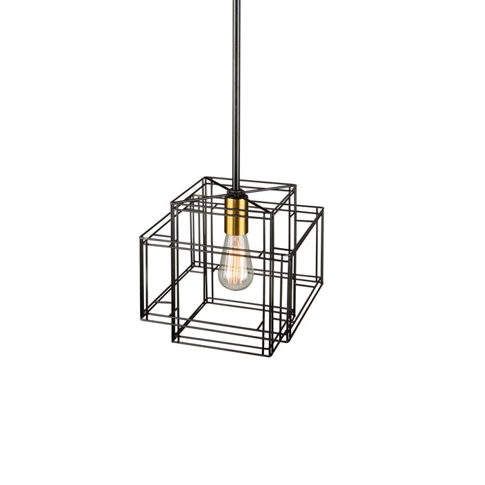 Artcraft AC11731BK One Light Pendant, Black and Brushed Brass