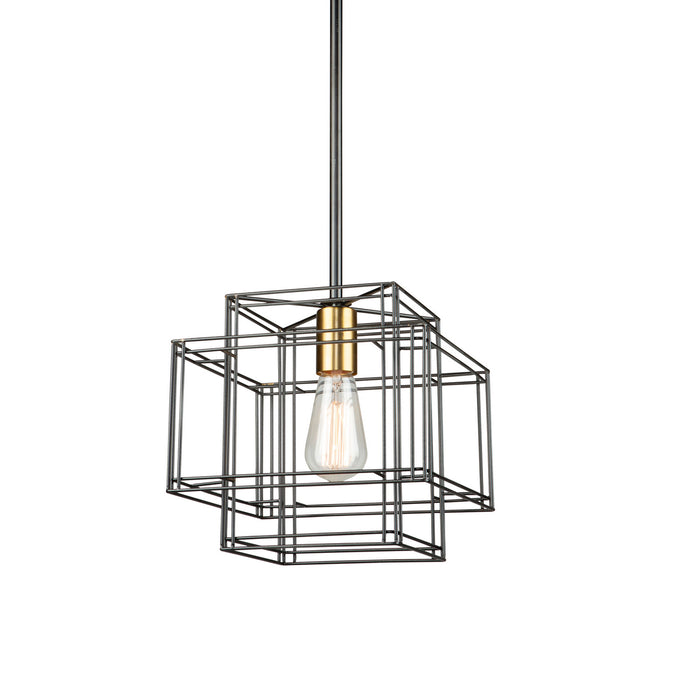 Artcraft AC11731BK One Light Pendant, Black and Brushed Brass