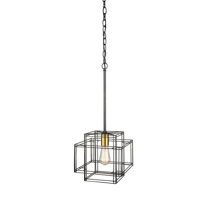 Artcraft AC11731BK One Light Pendant, Black and Brushed Brass