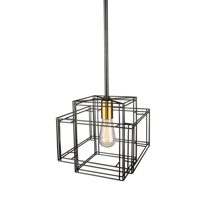 Artcraft AC11731BK One Light Pendant, Black and Brushed Brass