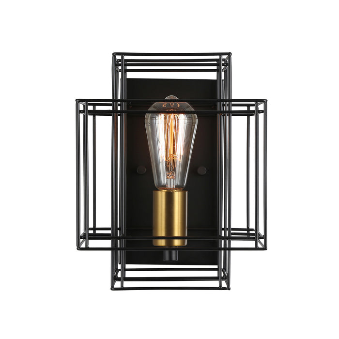 Artcraft AC11737BK One Light Wall Sconce, Black and Brushed Brass