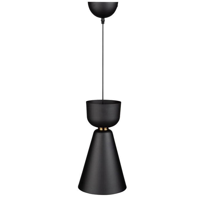 Artcraft SC13290BK One Light Pendant, Matte Black and Brass