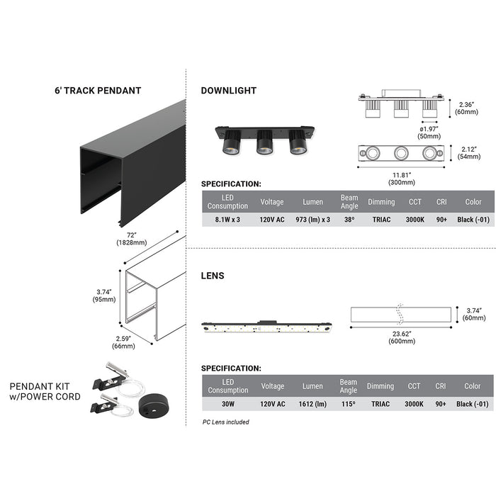 Eurofase 38455-018 LED Pendant, Black