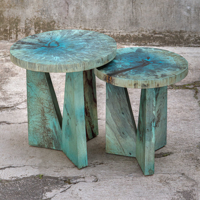 Uttermost 25497 Nesting Tables, S/2, Blue-green