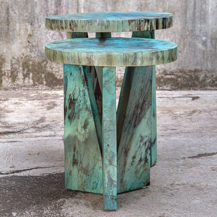 Uttermost 25497 Nesting Tables, S/2, Blue-green