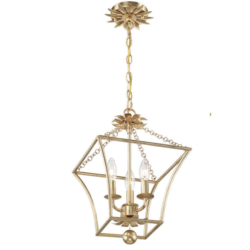 Crystorama 514-GA Three Light Mini Chandelier, Antique Gold