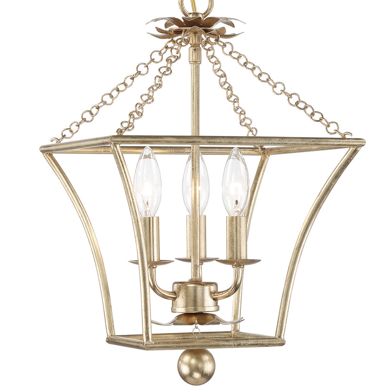 Crystorama 514-GA Three Light Mini Chandelier, Antique Gold