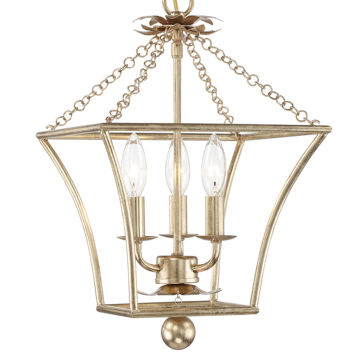 Crystorama 514-GA Three Light Mini Chandelier, Antique Gold
