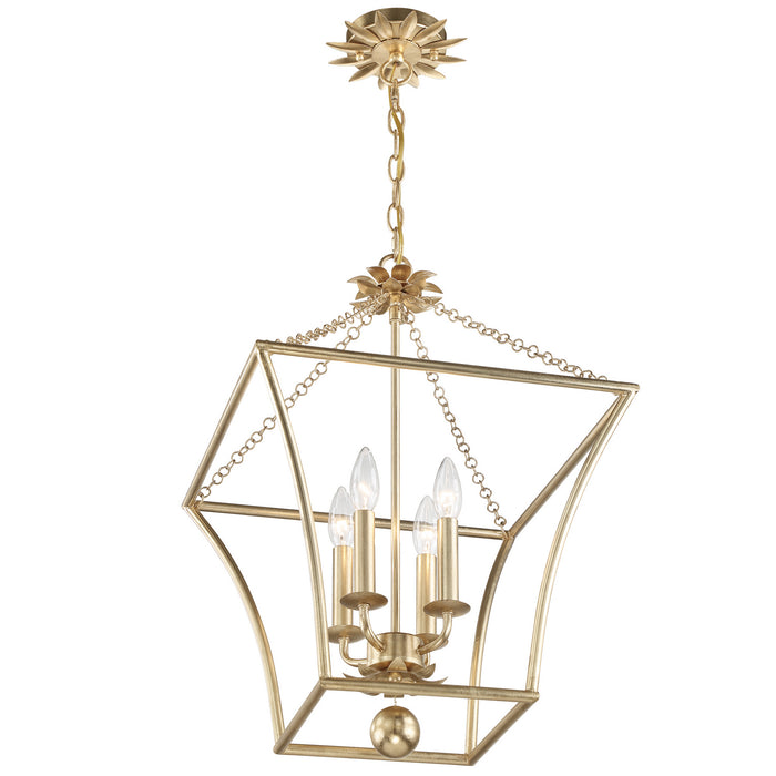 Crystorama 516-GA Four Light Mini Chandelier, Antique Gold