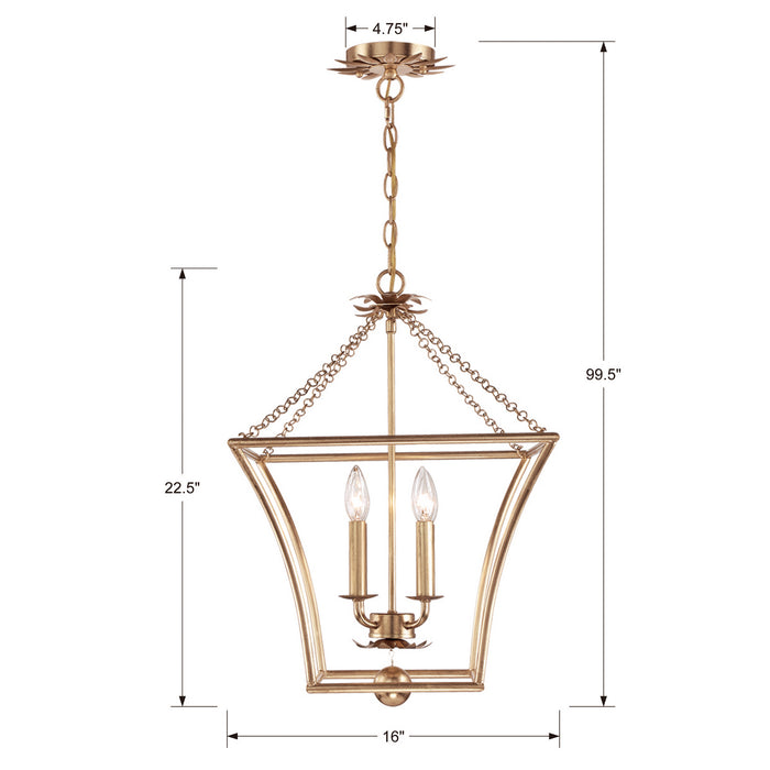 Crystorama 516-GA Four Light Mini Chandelier, Antique Gold