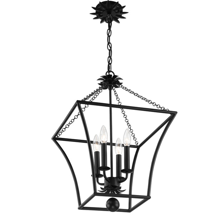 Crystorama 516-MK Four Light Lantern, Matte Black