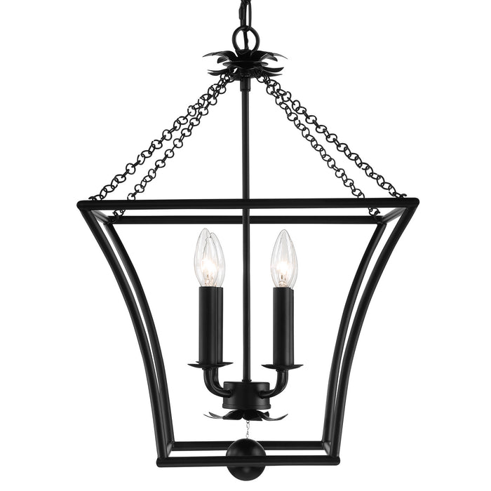 Crystorama 516-MK Four Light Lantern, Matte Black