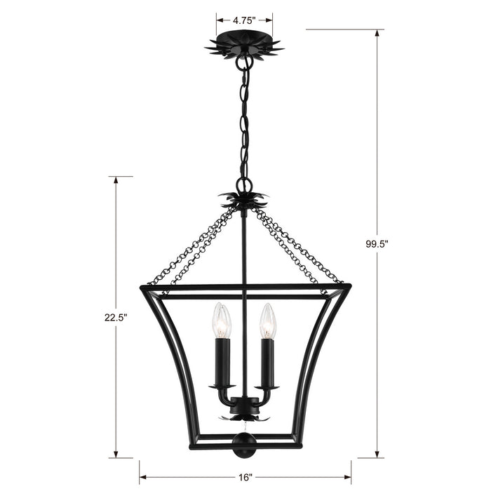 Crystorama 516-MK Four Light Lantern, Matte Black