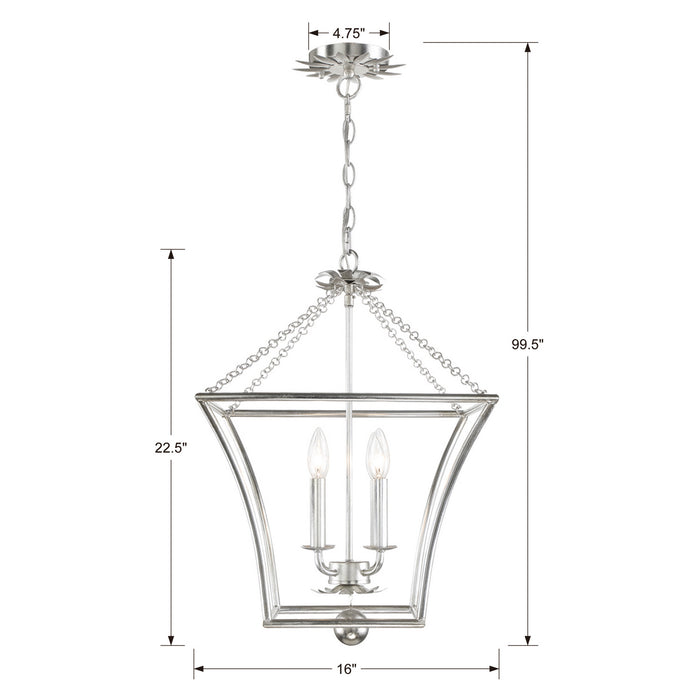 Crystorama 516-SA Four Light Mini Chandelier, Antique Silver