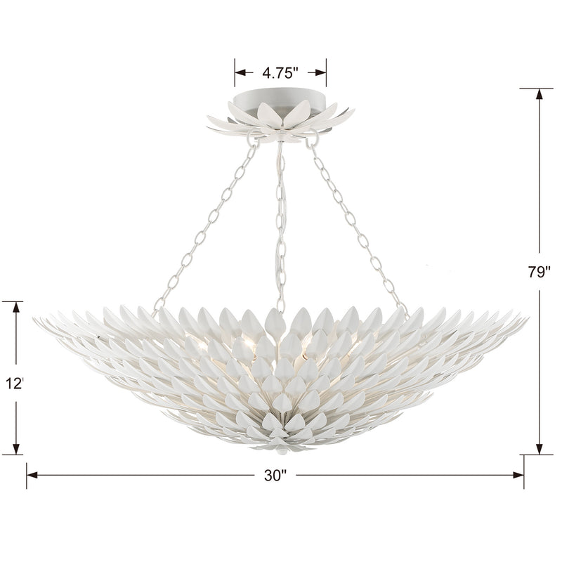 Crystorama 519-MT_CEILING Eight Light Semi Flush Mount, Matte White