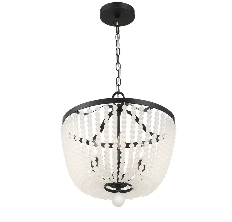 Crystorama 604-MK-FR Four Light Chandelier, Matte Black