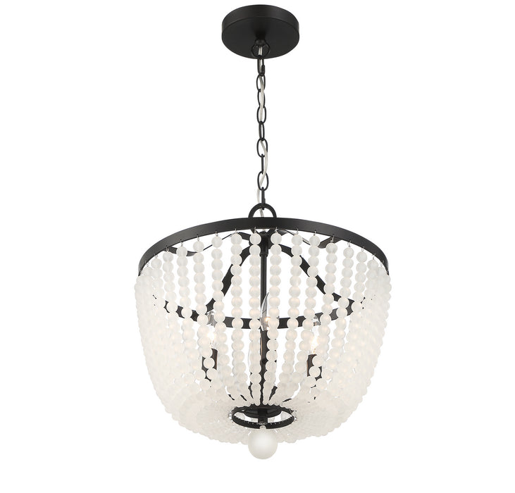 Crystorama 604-MK-FR Four Light Chandelier, Matte Black