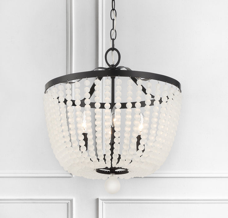 Crystorama 604-MK-FR Four Light Chandelier, Matte Black