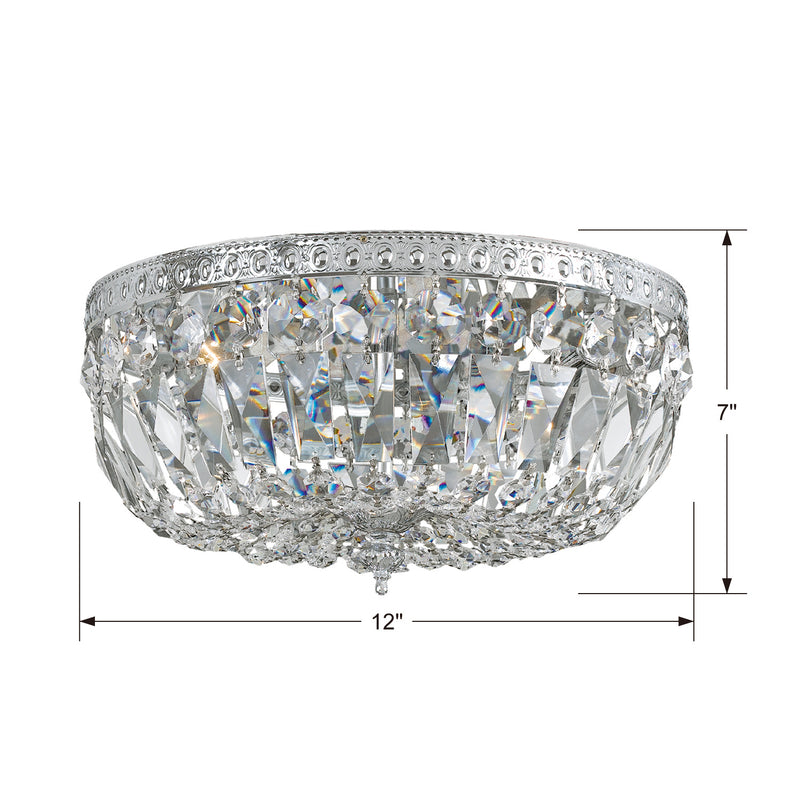 Crystorama 712-CH-CL-I Three Light Flush Mount, Polished Chrome