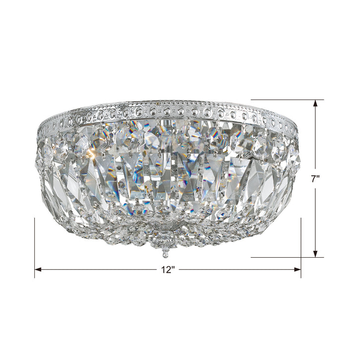 Crystorama 712-CH-CL-I Three Light Flush Mount, Polished Chrome